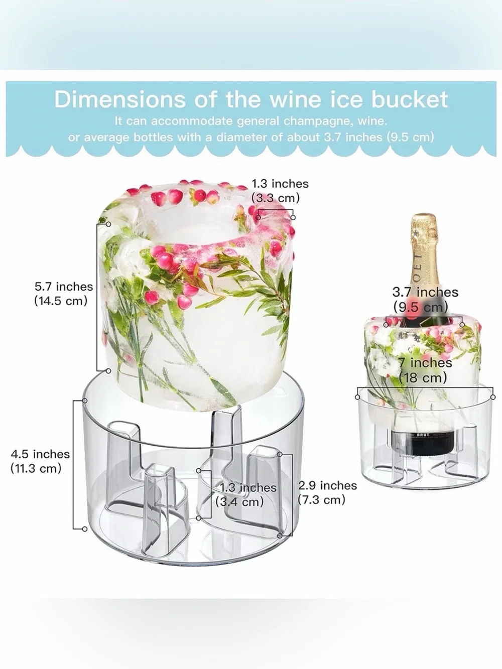 DAMON LIGHT Ice Mold, DIY Add Floral or Fruits Decor for Party Special Event